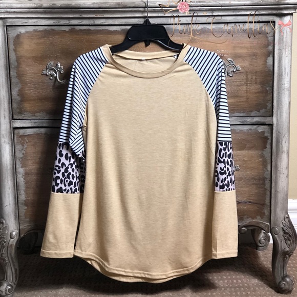 🌸Long Sleeve Leopard Raglan T-Shirt - Picture 4 of 8